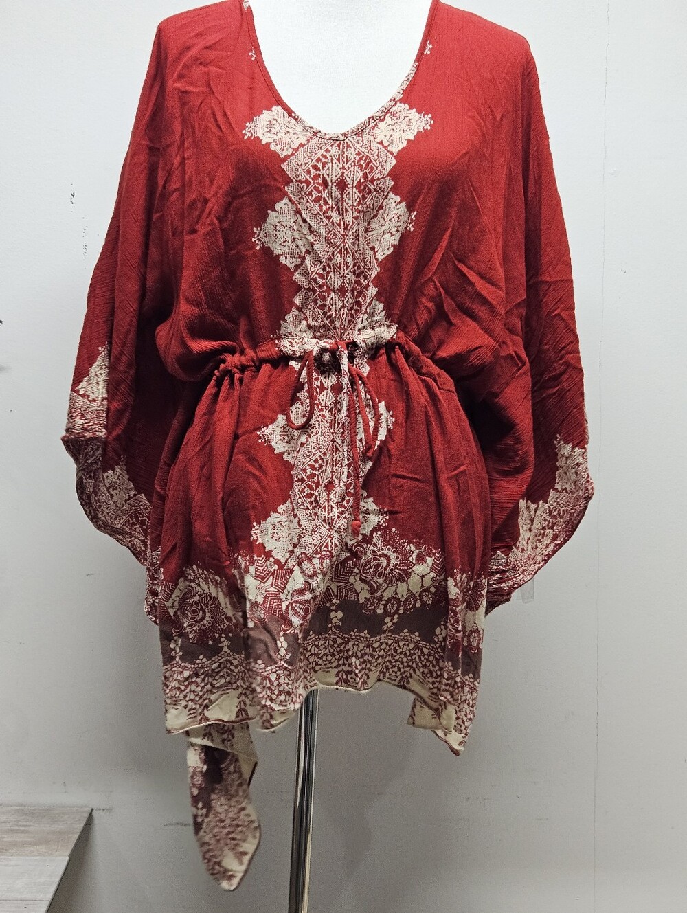 Angel Boho Tunic Top Kimono Sleeve Drawstring Blouse Size Large Boho Cottagecore - Picture 3 of 11